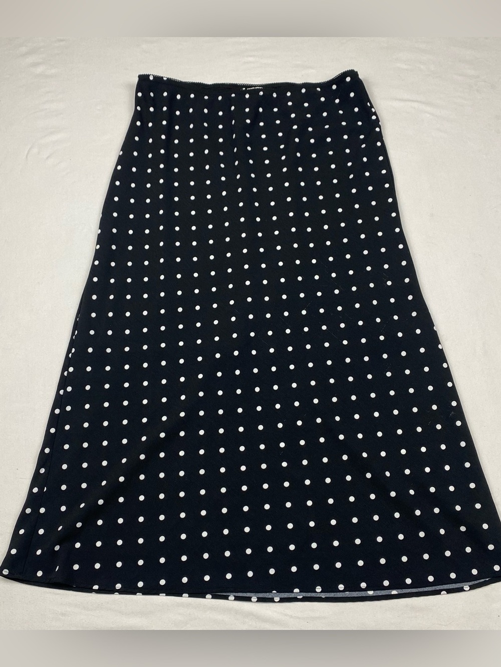 Aeropostale Polka Dot A-Line Midi Skirt - Black with White Dots